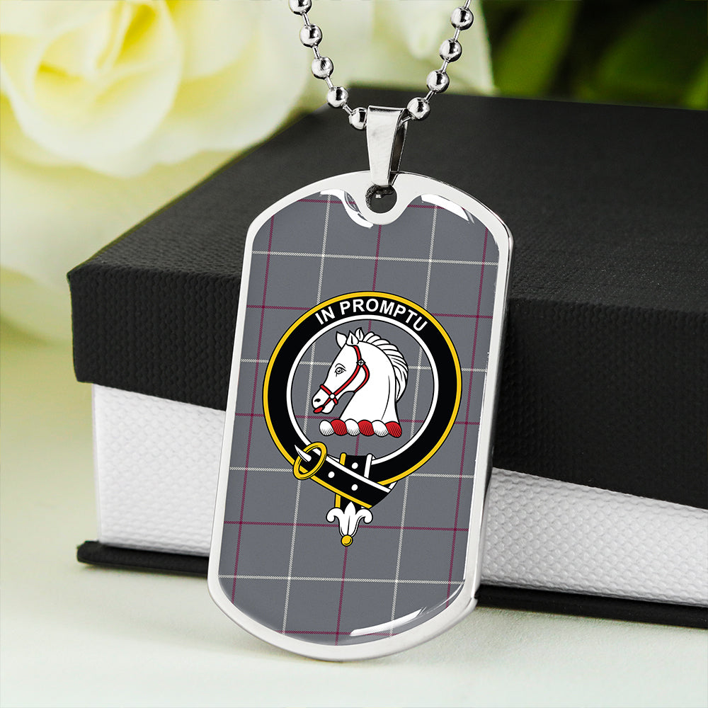 Dunbar of Pitgaveny Weathered Clan Badge Classic Tartan Dog Tag Necklace