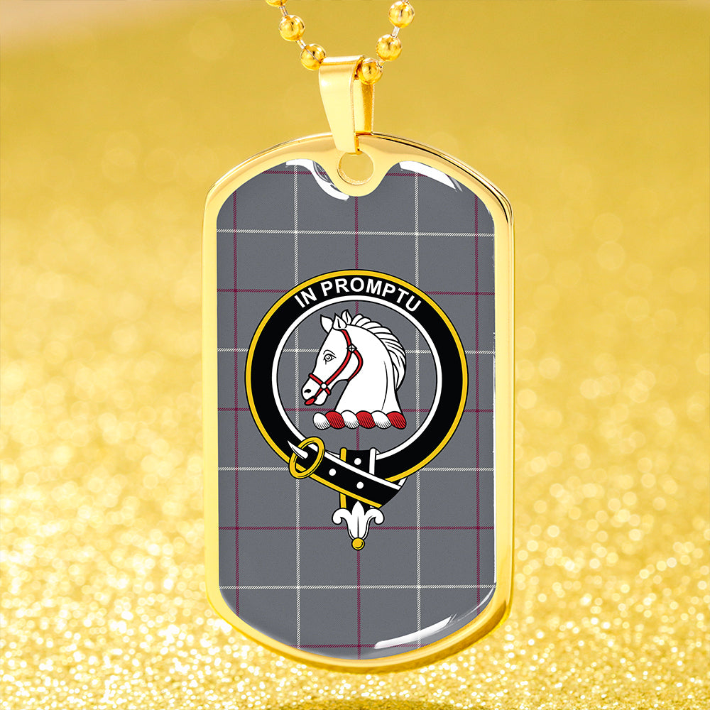 Dunbar of Pitgaveny Weathered Clan Badge Classic Tartan Dog Tag Necklace