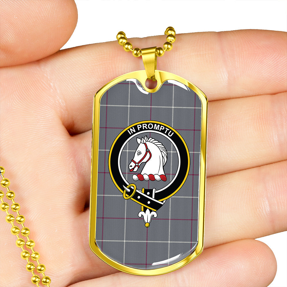 Dunbar of Pitgaveny Weathered Clan Badge Classic Tartan Dog Tag Necklace