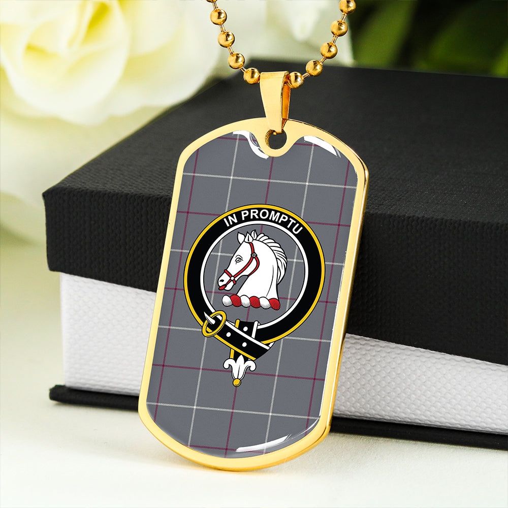 Dunbar of Pitgaveny Weathered Clan Badge Classic Tartan Dog Tag Necklace