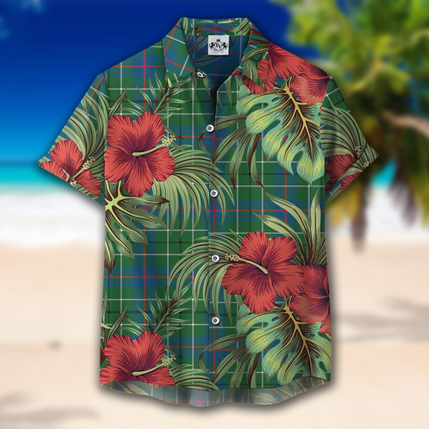 Scottish Tartan Duncan Ancient Clan Hawaiian Shirt Hibiscus - Tropical Garden Style