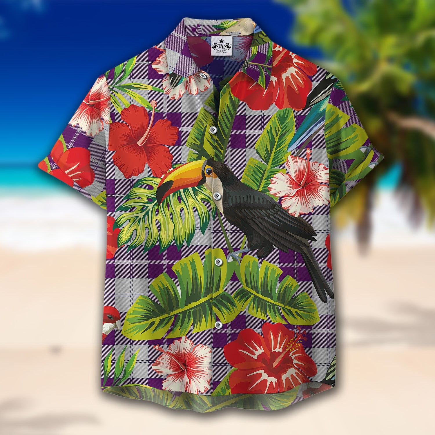 Scottish Tartan Dunlop Dress Clan Hawaiian Shirt Hibiscus - Tropical Garden Style