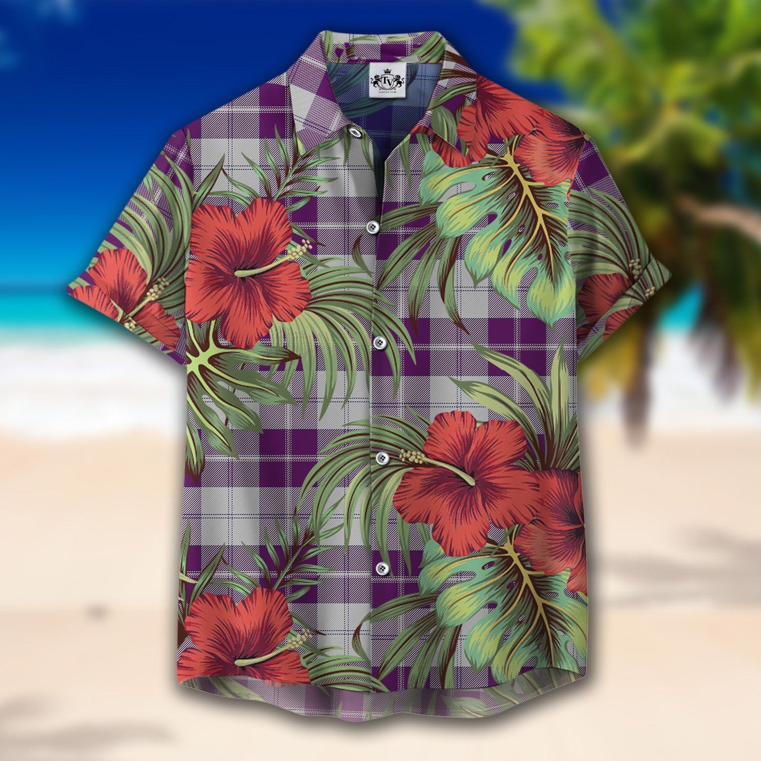 Scottish Tartan Dunlop Dress Clan Hawaiian Shirt Hibiscus - Tropical Garden Style