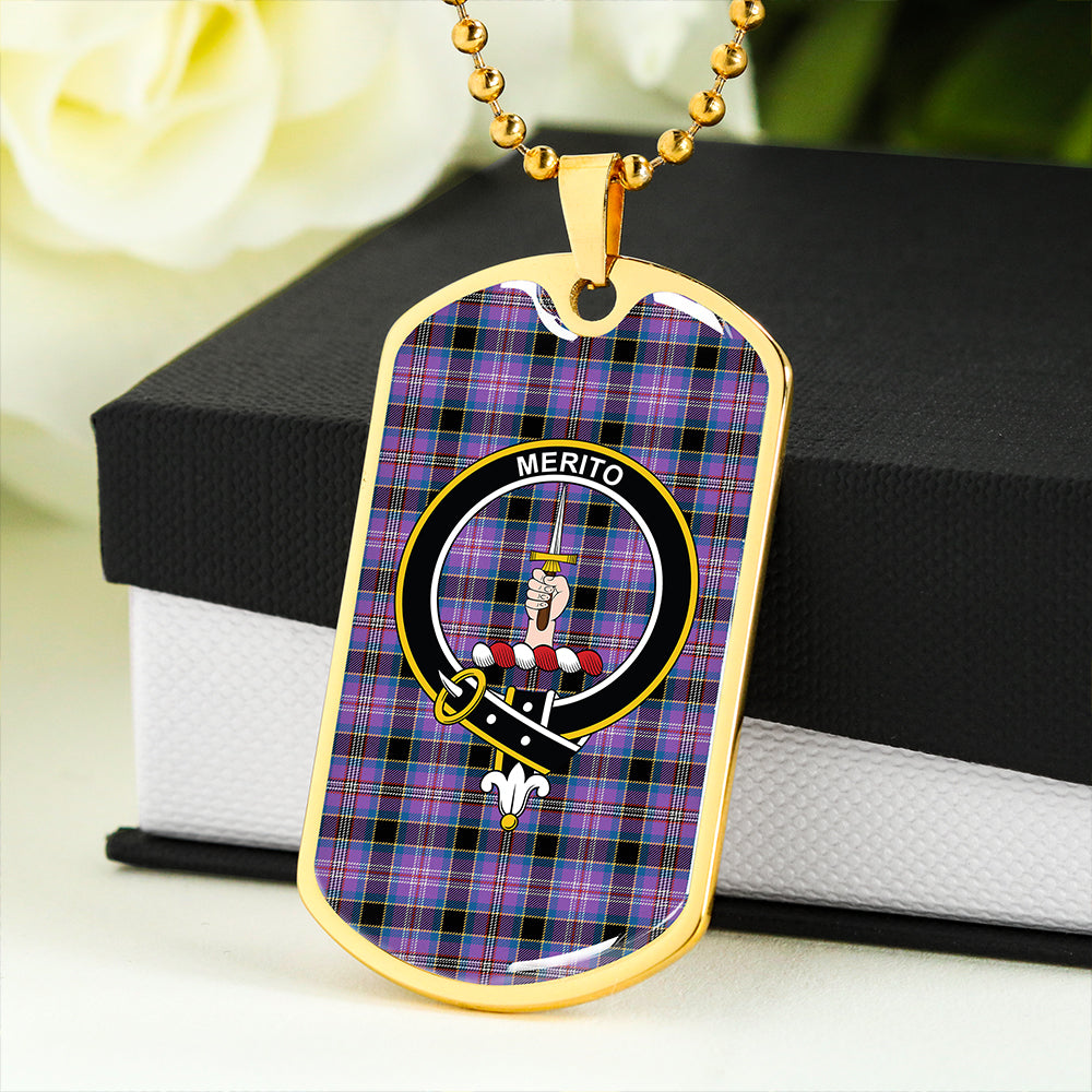Dunlop #2 Ancient Clan Badge Classic Tartan Dog Tag Necklace