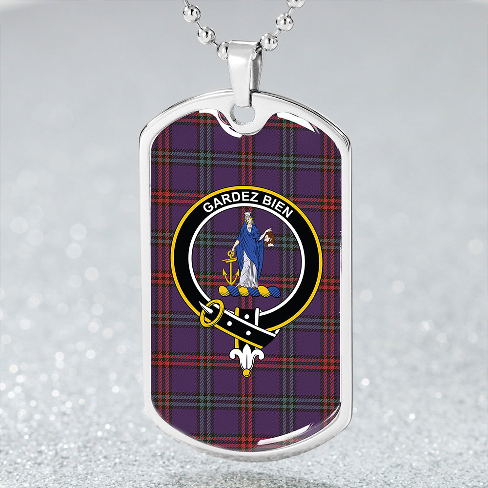 Eglinton District (Montgomery of Ayrshire) Weathered Clan Badge Classic Tartan Dog Tag Necklace