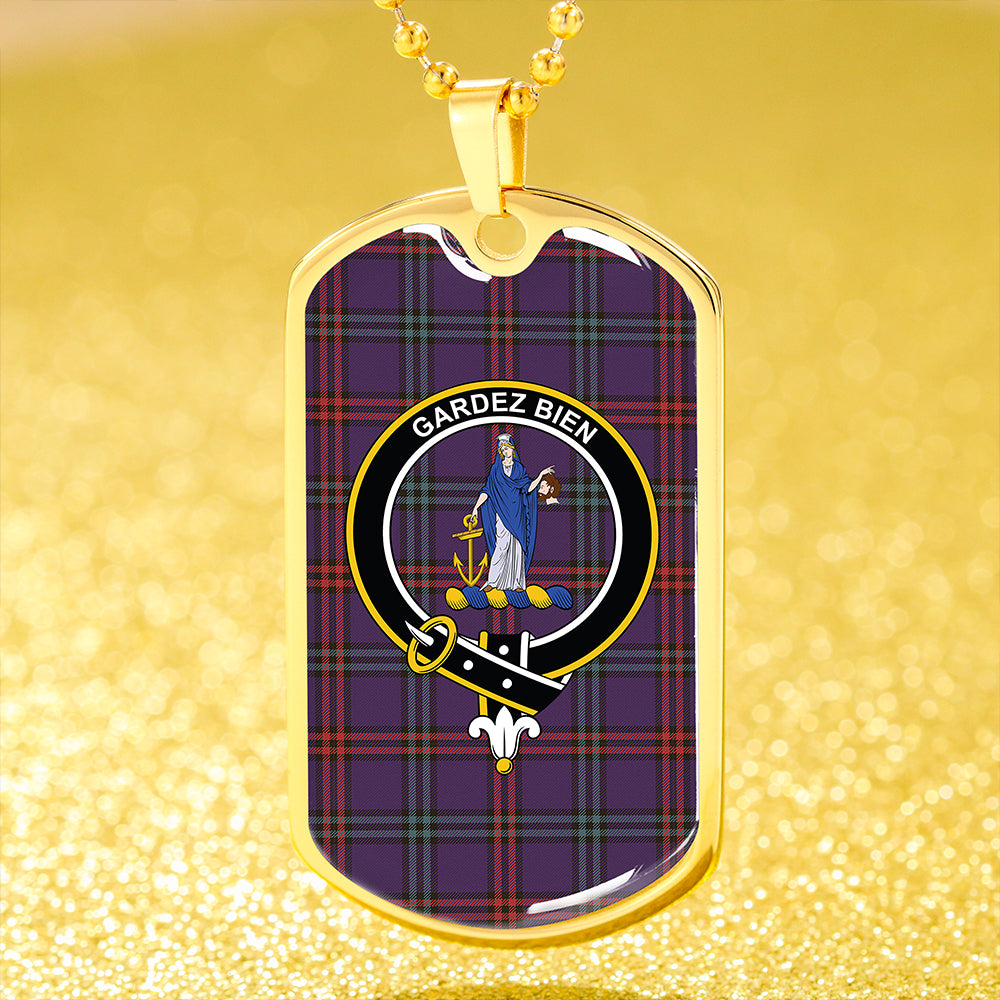 Eglinton District (Montgomery of Ayrshire) Weathered Clan Badge Classic Tartan Dog Tag Necklace