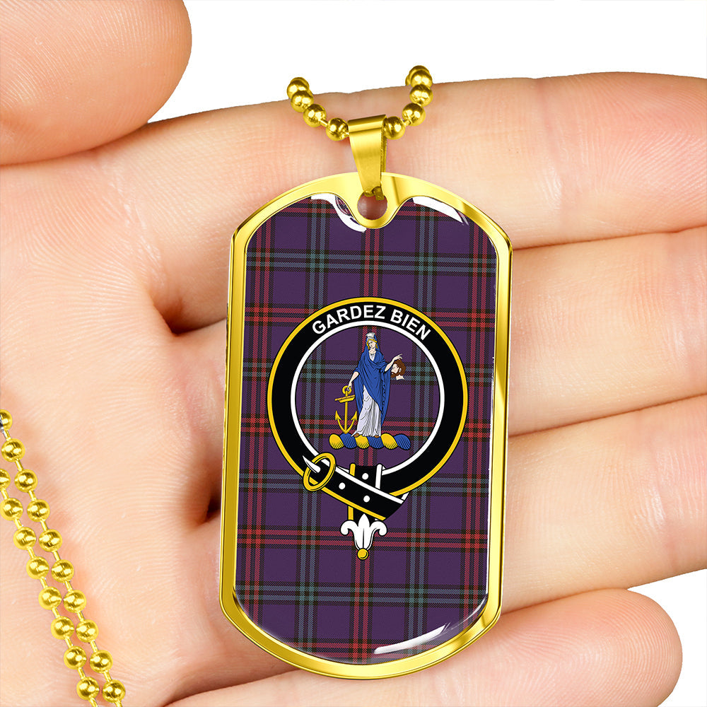 Eglinton District (Montgomery of Ayrshire) Weathered Clan Badge Classic Tartan Dog Tag Necklace