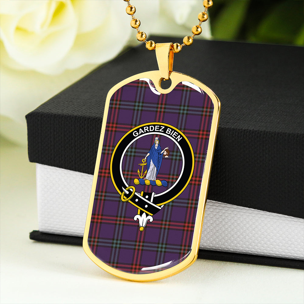 Eglinton District (Montgomery of Ayrshire) Weathered Clan Badge Classic Tartan Dog Tag Necklace