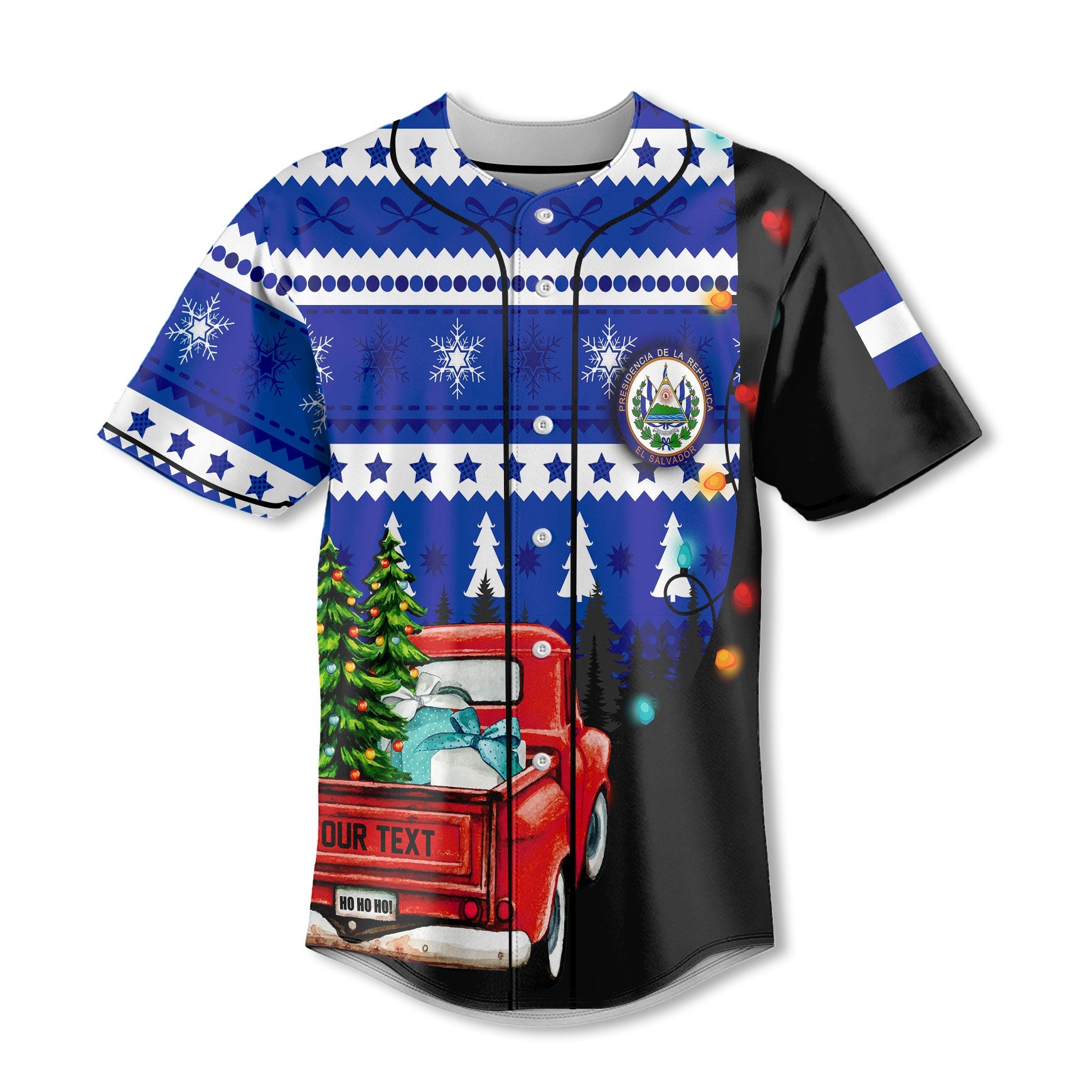 El Salvador Baseball Jersey Coat Of Arms Christmas Style