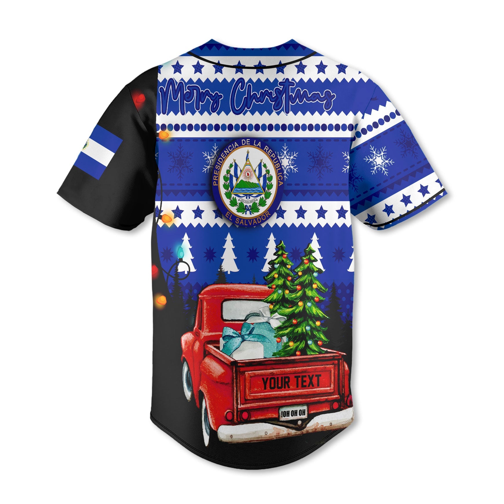 El Salvador Baseball Jersey Coat Of Arms Christmas Style