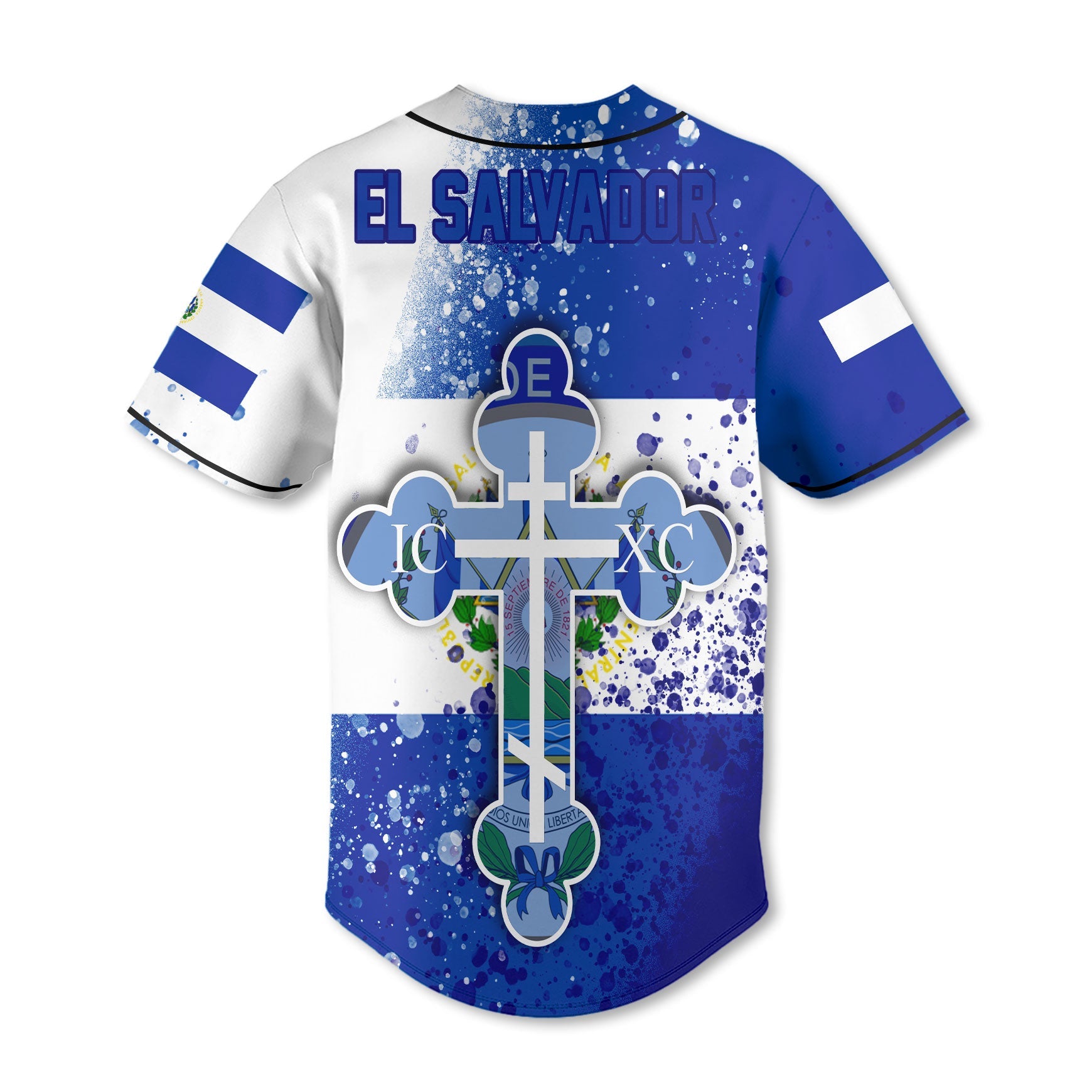 El Salvador Baseball Jersey Flag & Coat Of Arms Orthodox Style