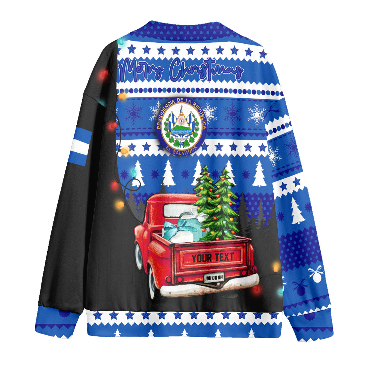 El Salvador Fleece Cardigan Coat Of Arms Christmas Style