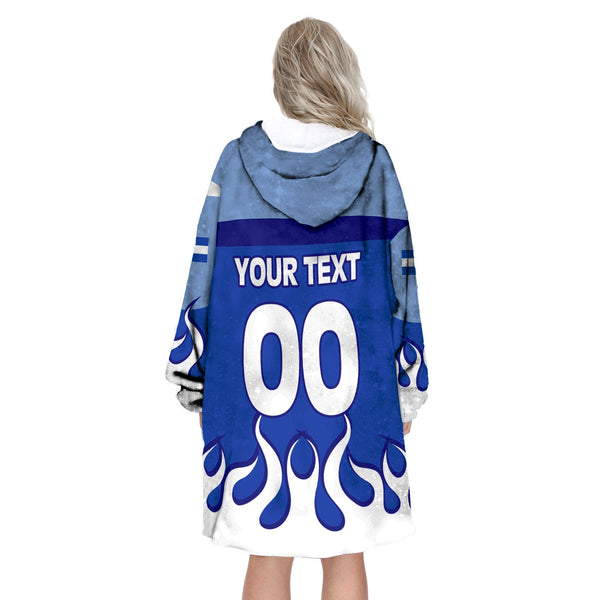 El Salvador Snug Hoodie Flag & Coat Of Arms Fire Hockey Style