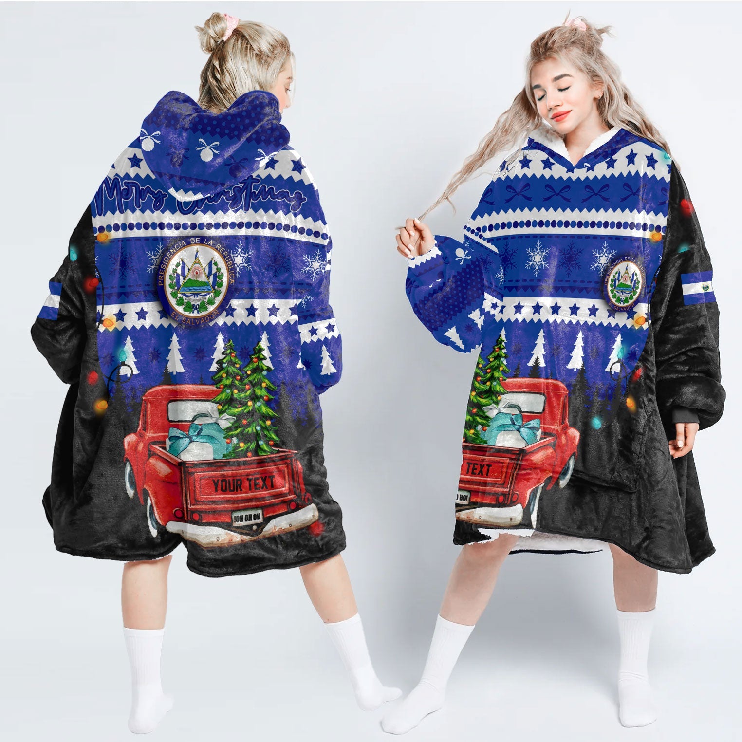 El Salvador Snug Hoodie Coat Of Arms Christmas Style