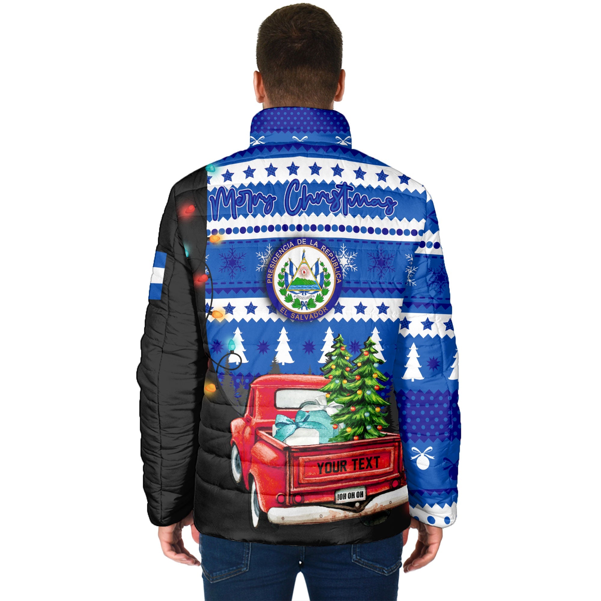 El Salvador Men Padded Jacket Coat Of Arms Christmas Style