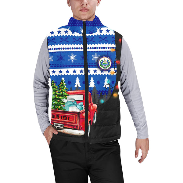 El Salvador Men Padded Jacket Vest Coat Of Arms Christmas Style