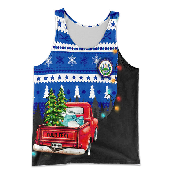 El Salvador Men Tank Top Coat Of Arms Christmas Style