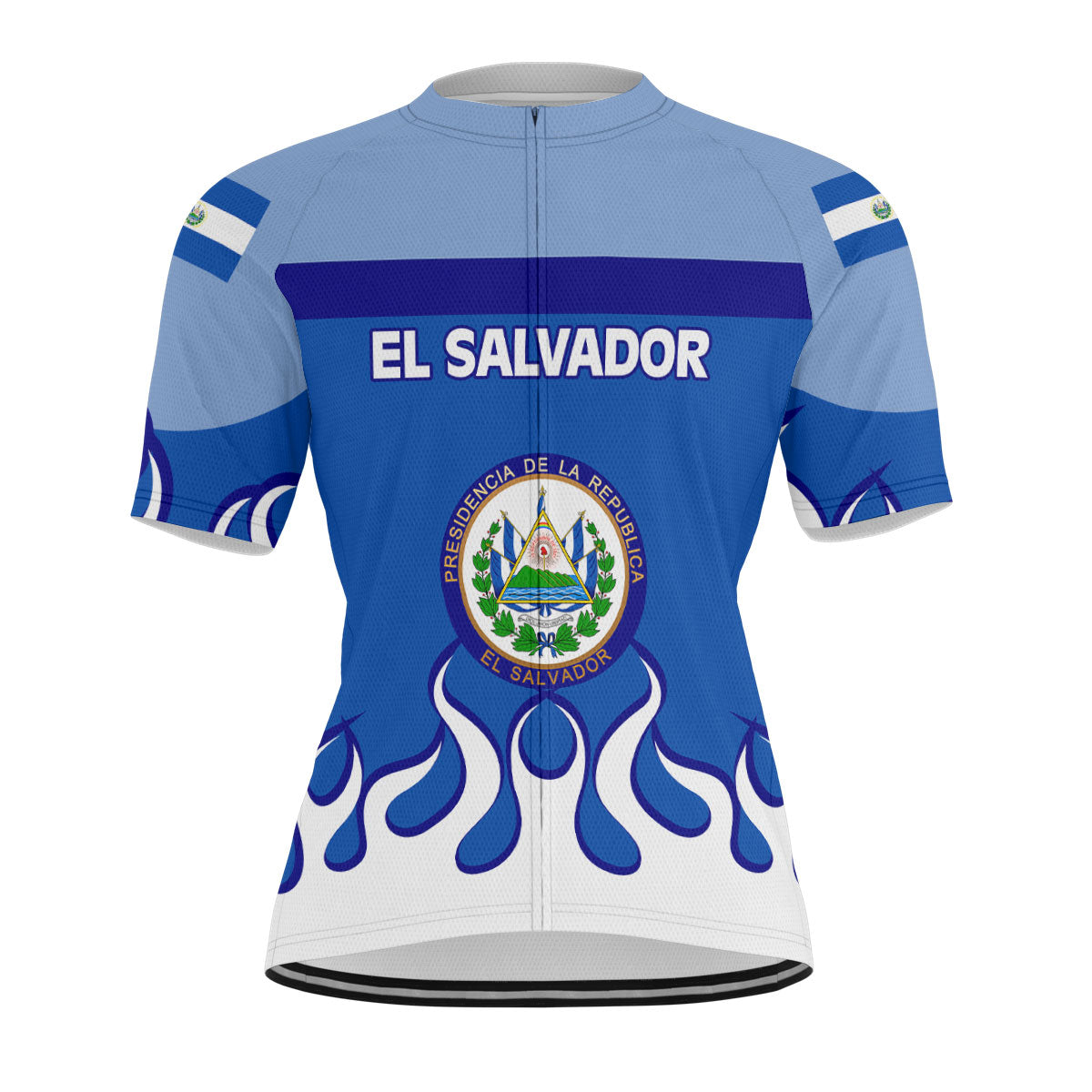 El Salvador Men's Cycling Jersey Flag & Coat Of Arms Fire Hockey Style