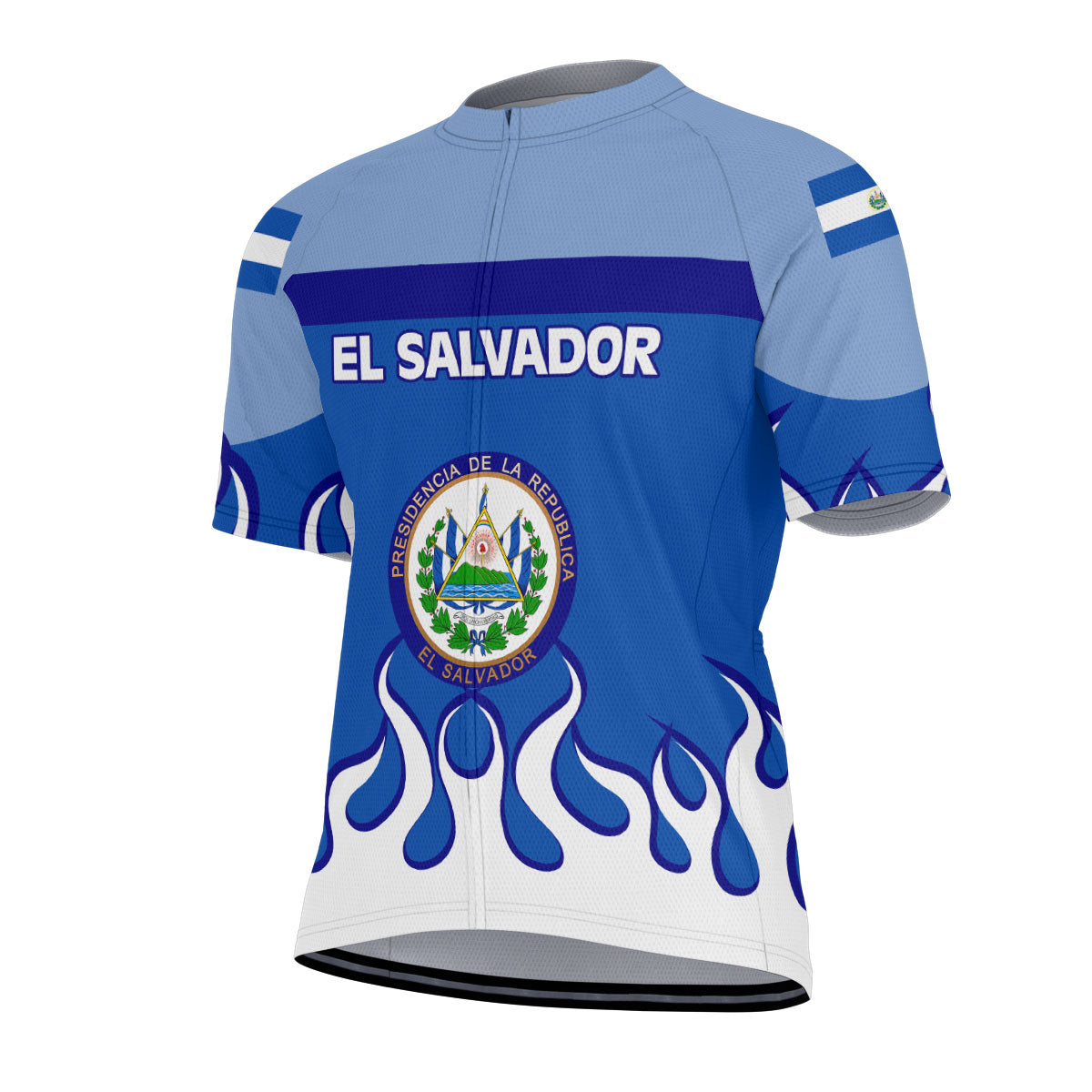 El Salvador Men's Cycling Jersey Flag & Coat Of Arms Fire Hockey Style