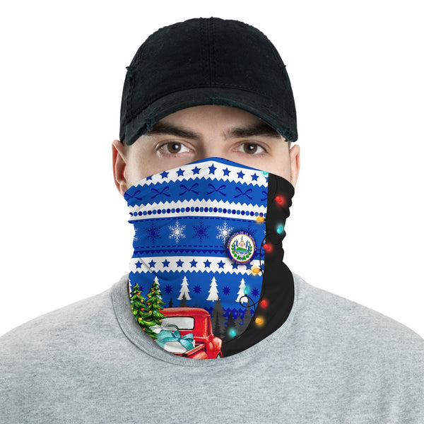 El Salvador Neck Gaiter Coat Of Arms Christmas Style