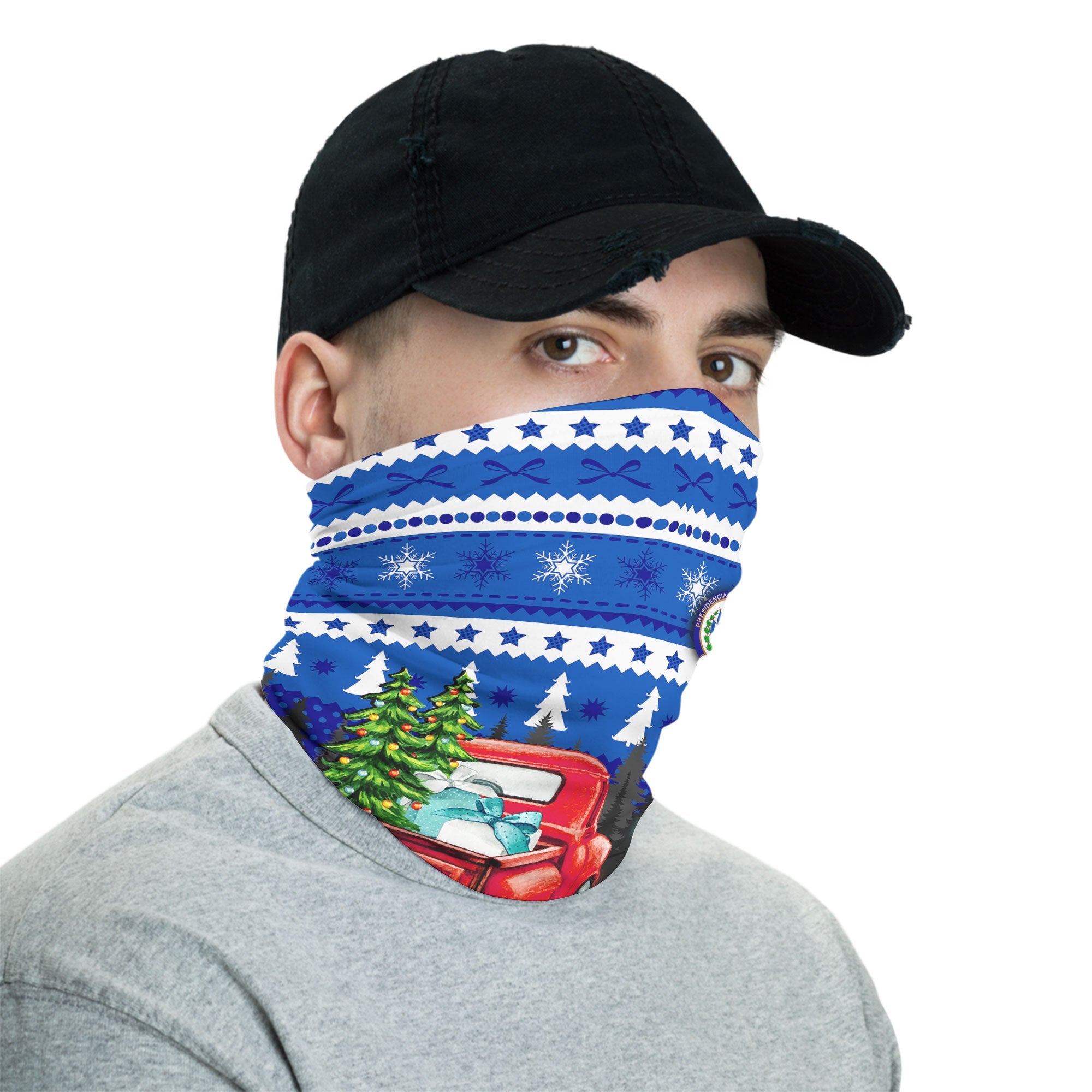 El Salvador Neck Gaiter Coat Of Arms Christmas Style