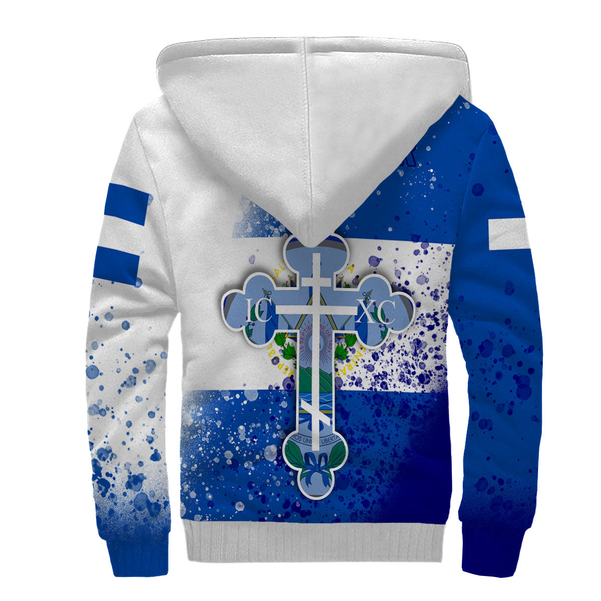 El Salvador Sherpa Hoodie Flag & Coat Of Arms Orthodox Style