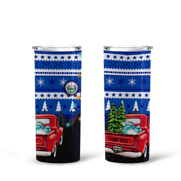 El Salvador Tall Glitter Tumbler Coat Of Arms Christmas Style