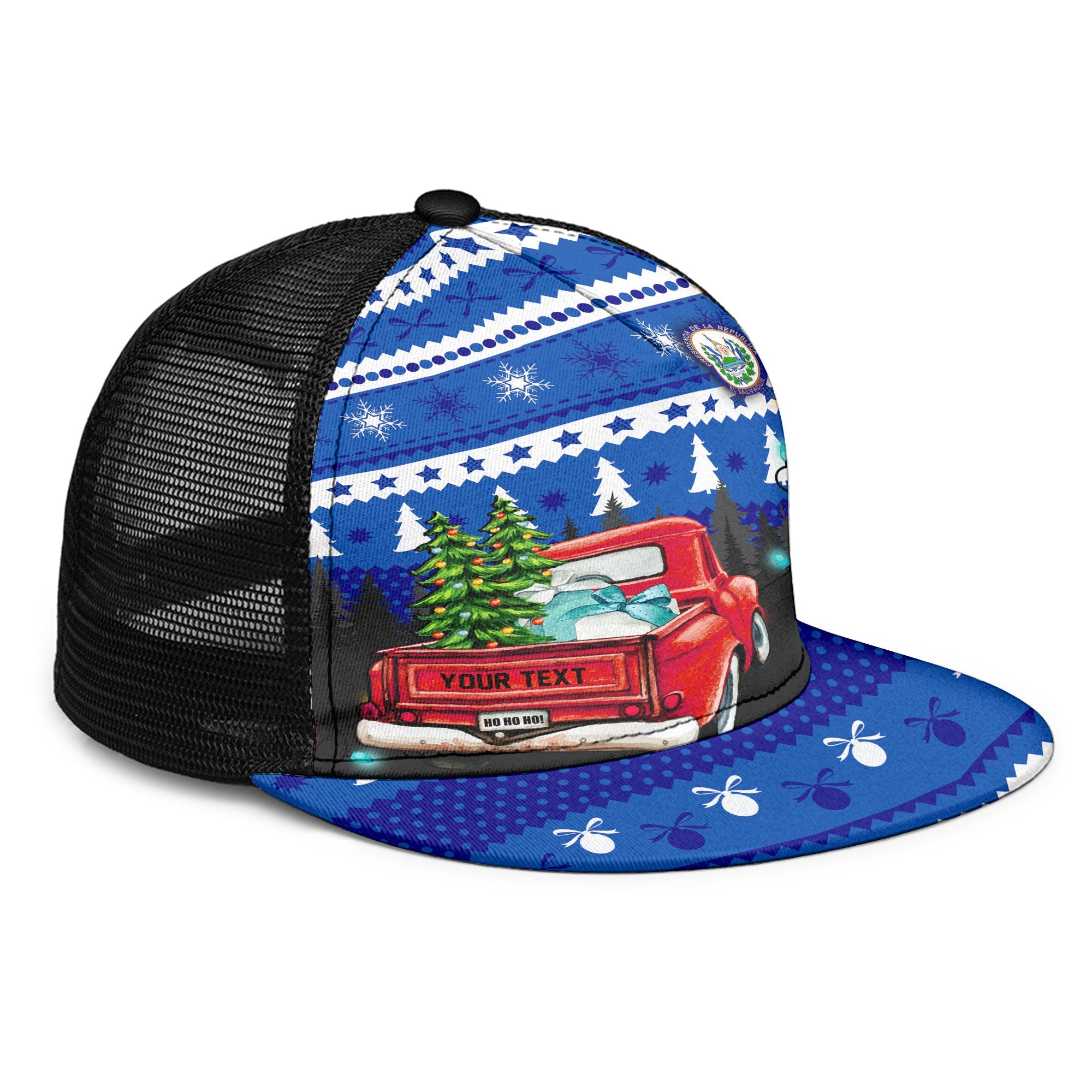 El Salvador Trucker Hat Coat Of Arms Christmas Style