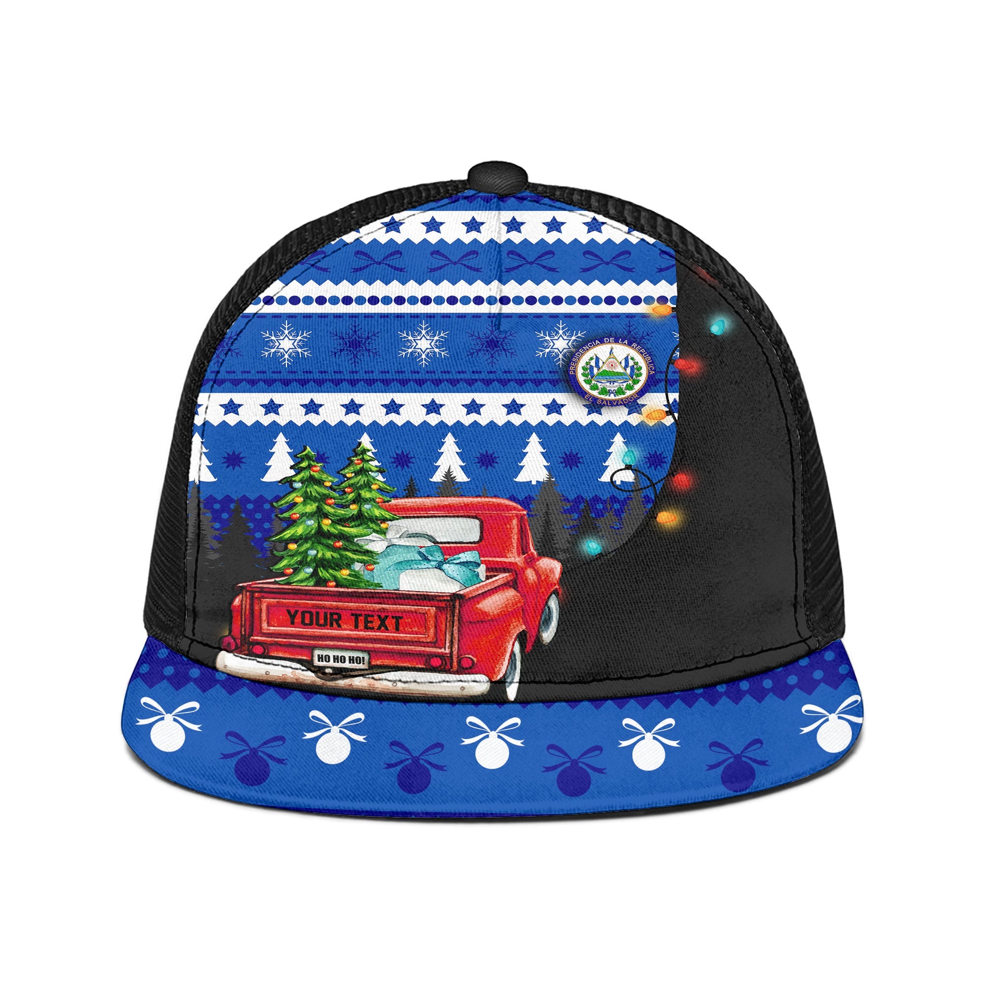 El Salvador Trucker Hat Coat Of Arms Christmas Style