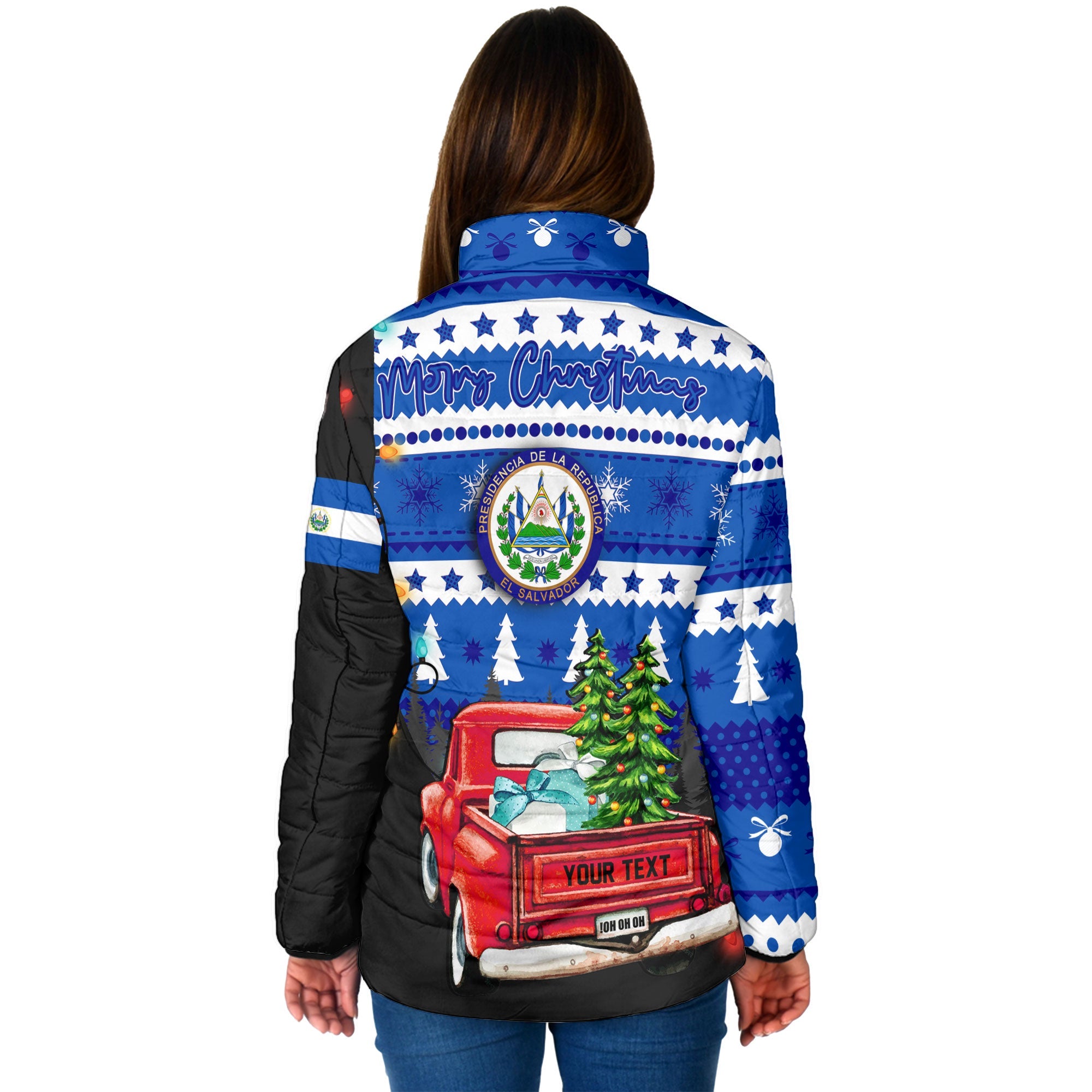 El Salvador Women Padded Jacket Coat Of Arms Christmas Style