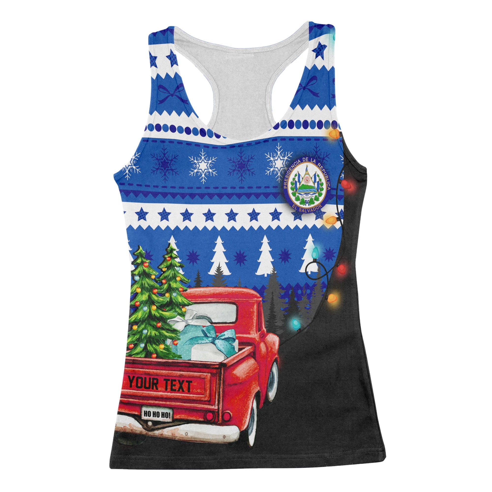 El Salvador Women Tank Top Coat Of Arms Christmas Style