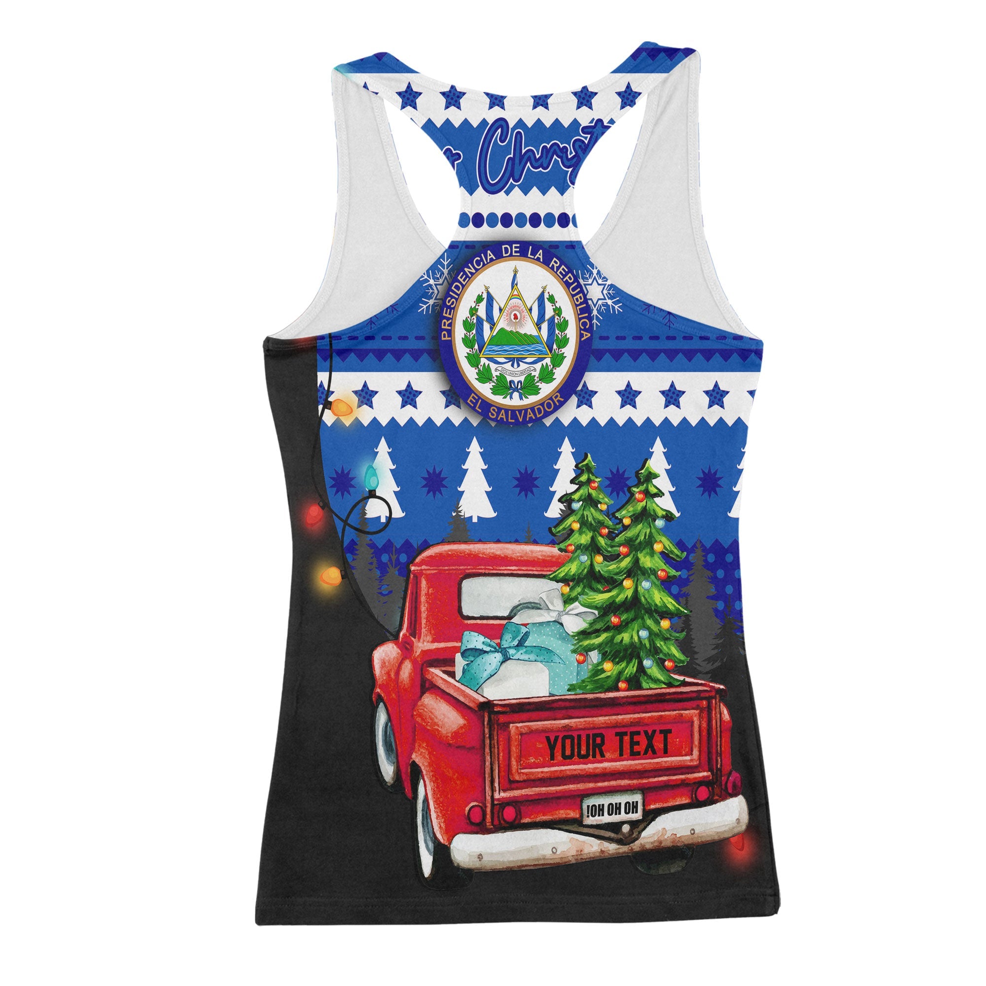 El Salvador Women Tank Top Coat Of Arms Christmas Style