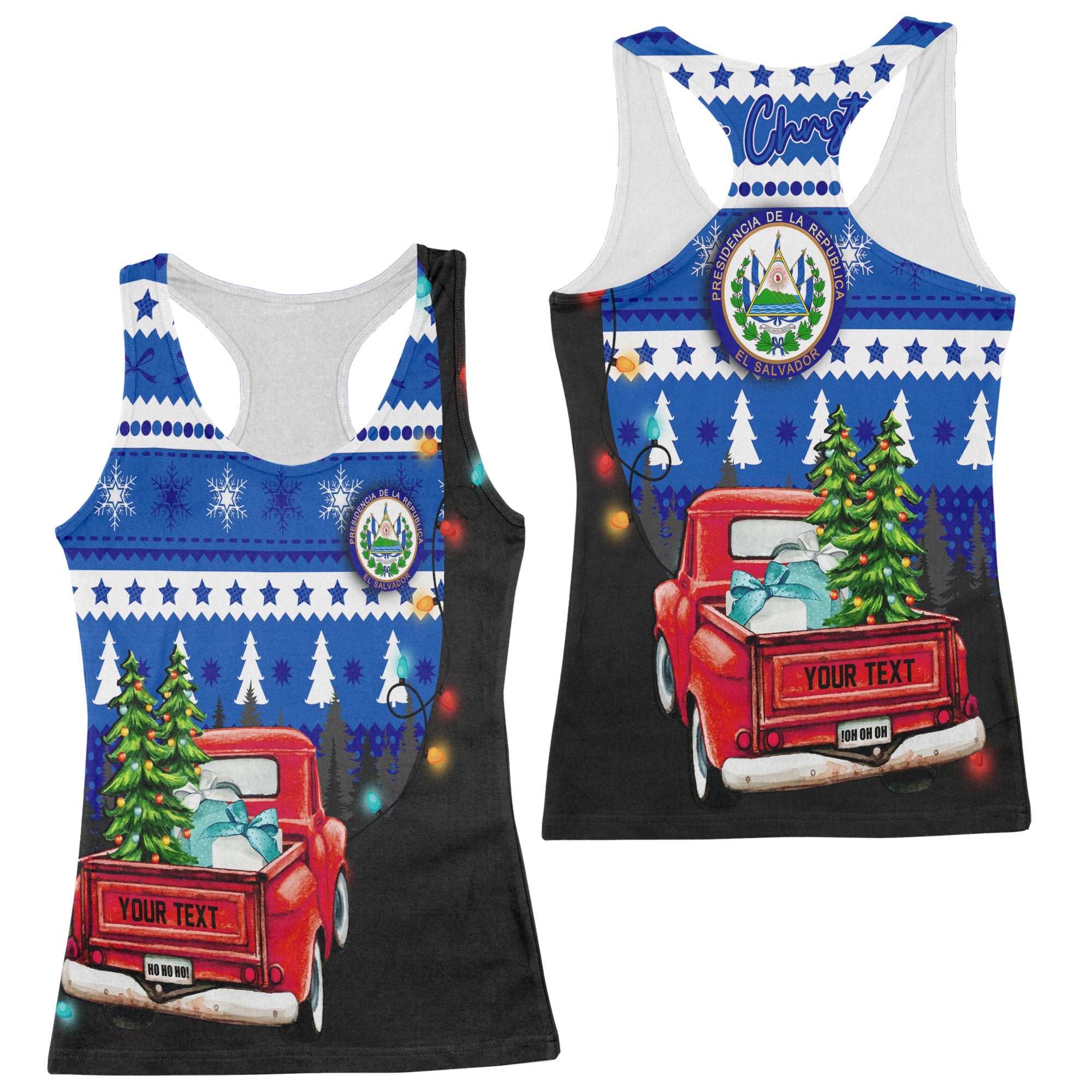 El Salvador Women Tank Top Coat Of Arms Christmas Style