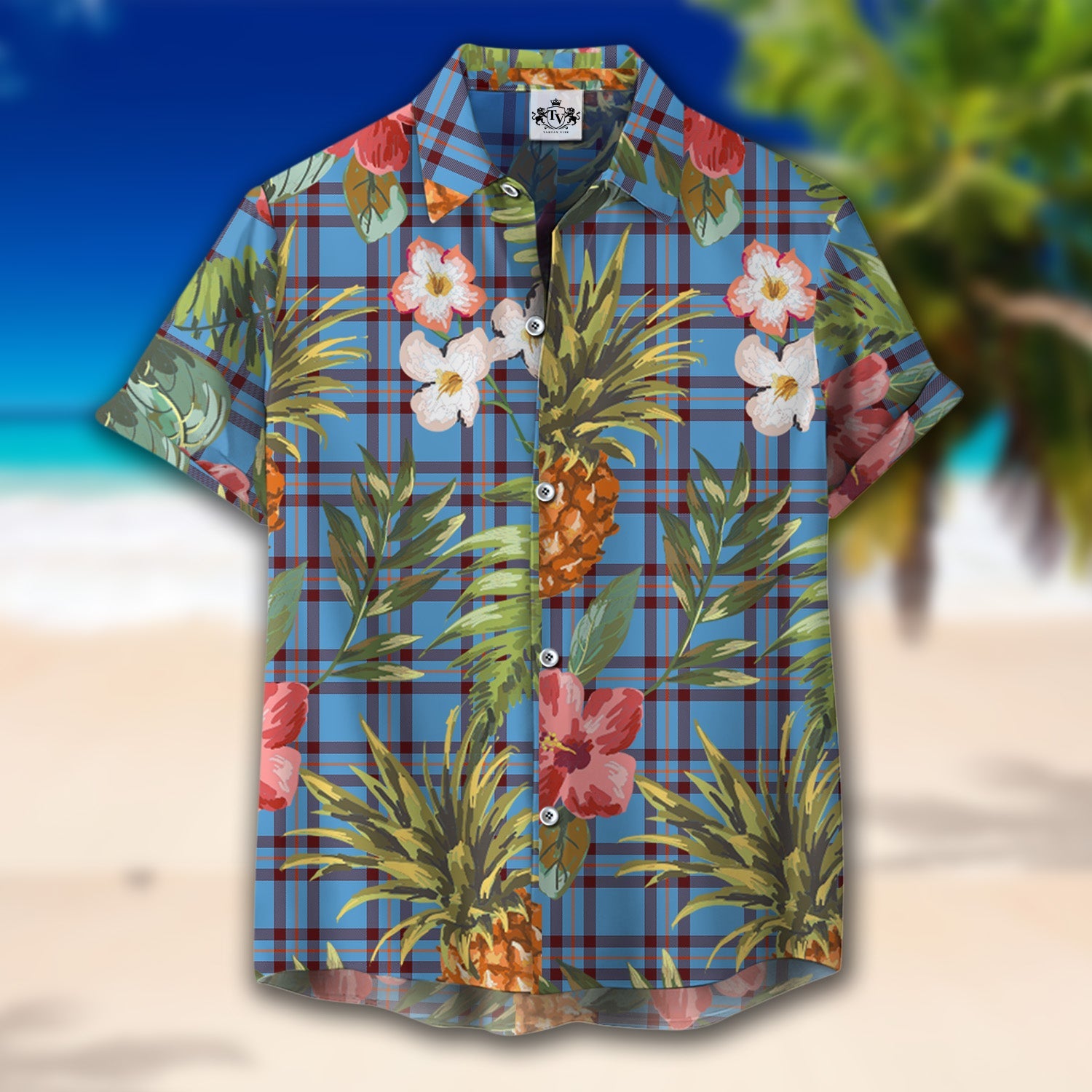 Scottish Tartan Elliot Ancient Clan Hawaiian Shirt Hibiscus - Tropical Garden Style