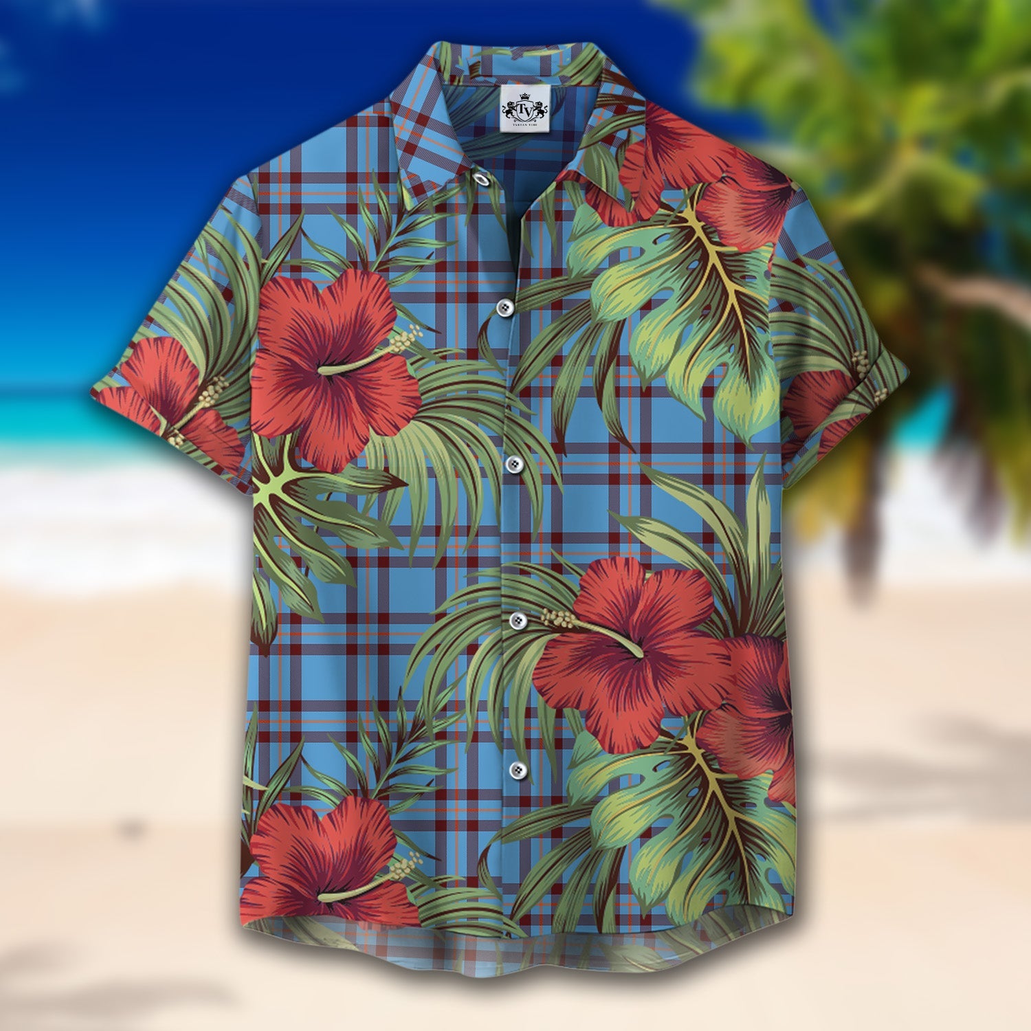 Scottish Tartan Elliot Ancient Clan Hawaiian Shirt Hibiscus - Tropical Garden Style