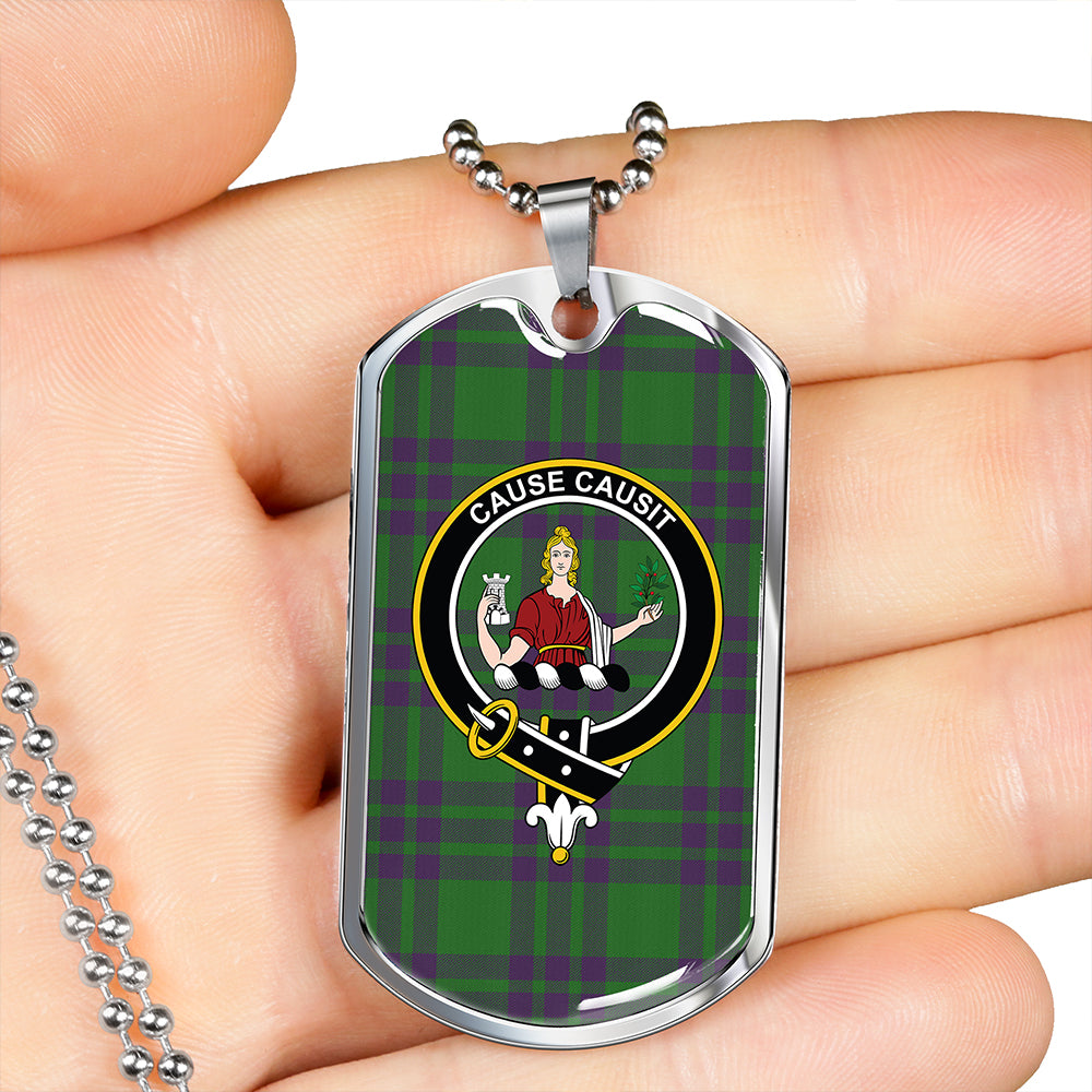 Elphinstone Ancient Clan Badge Classic Tartan Dog Tag Necklace