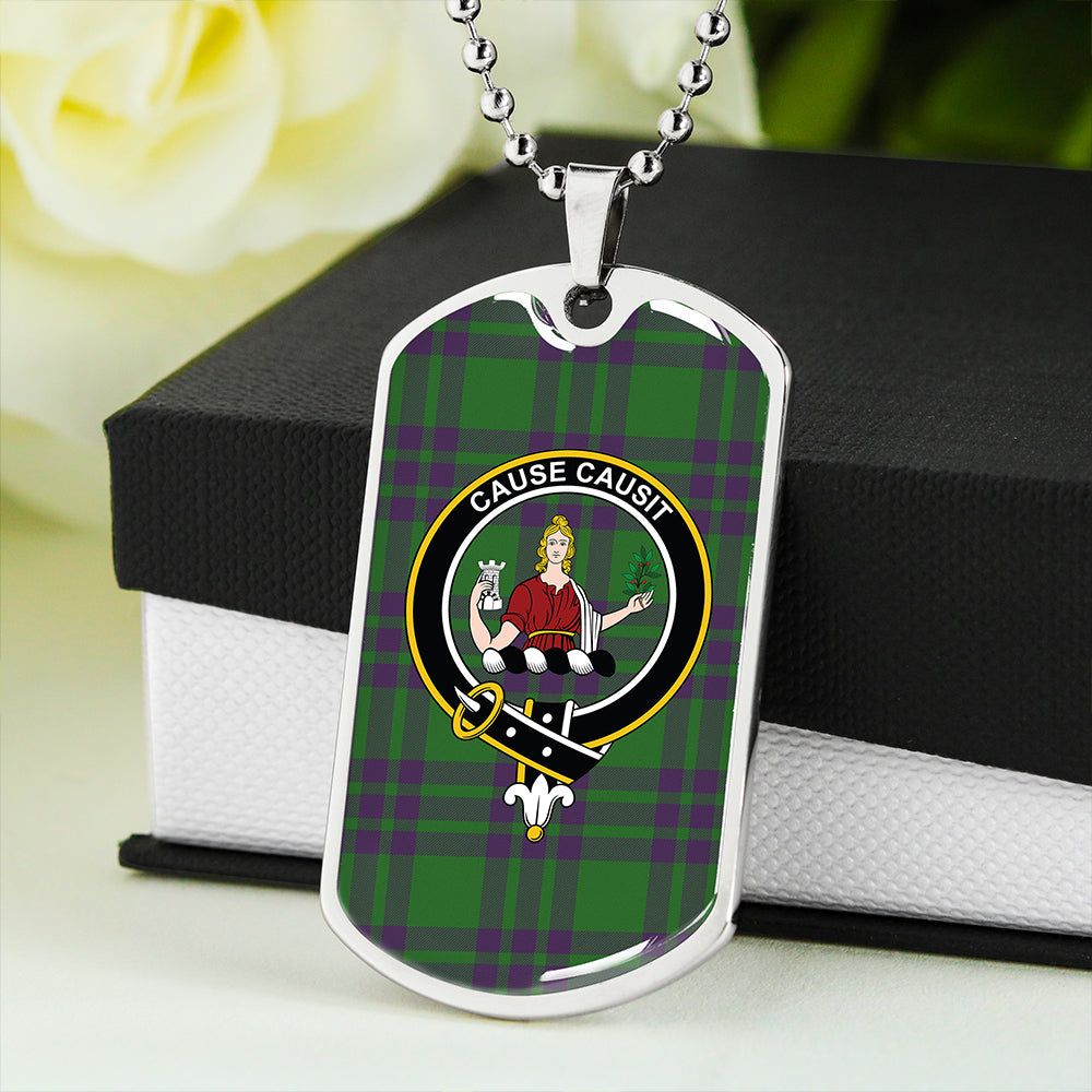 Elphinstone Ancient Clan Badge Classic Tartan Dog Tag Necklace