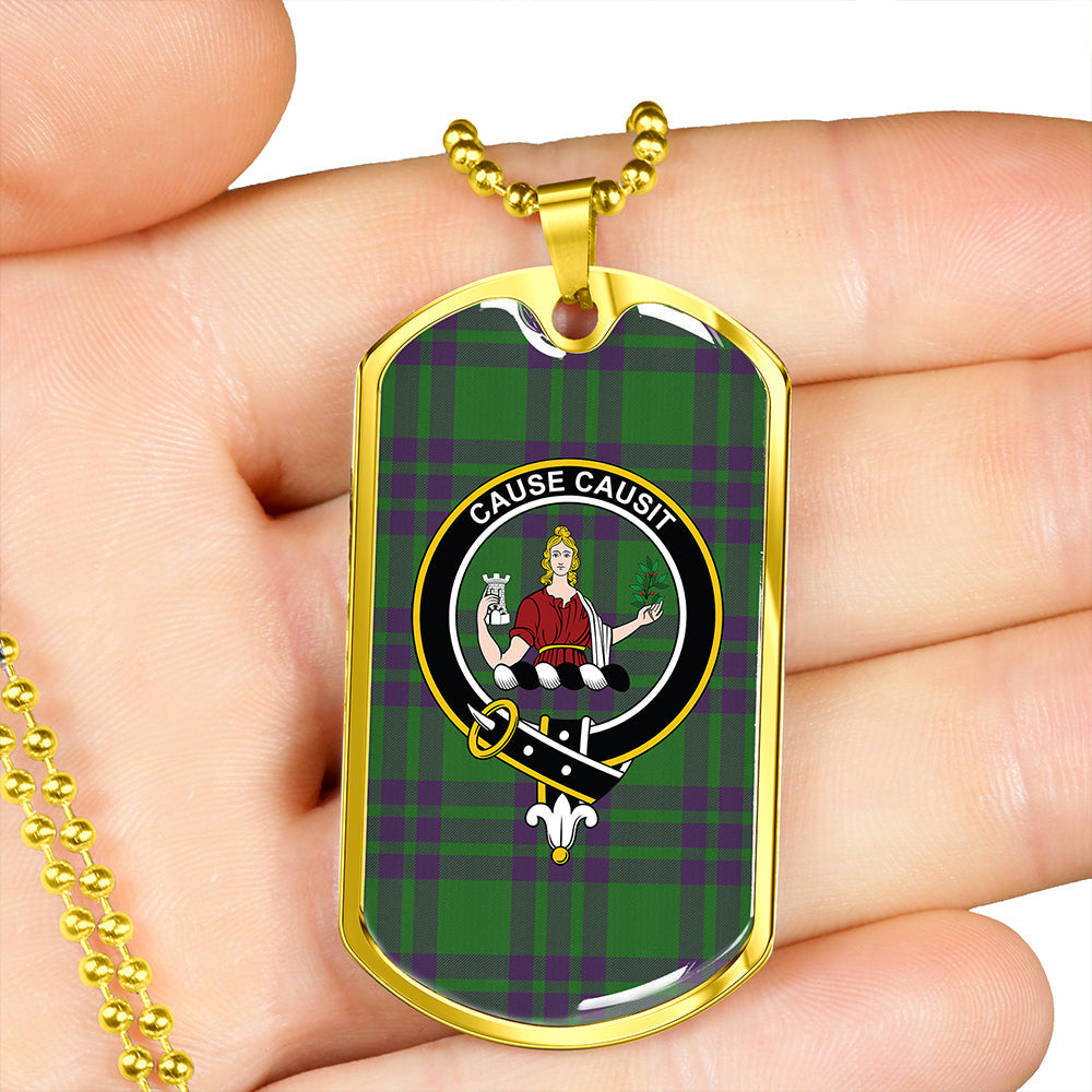 Elphinstone Ancient Clan Badge Classic Tartan Dog Tag Necklace