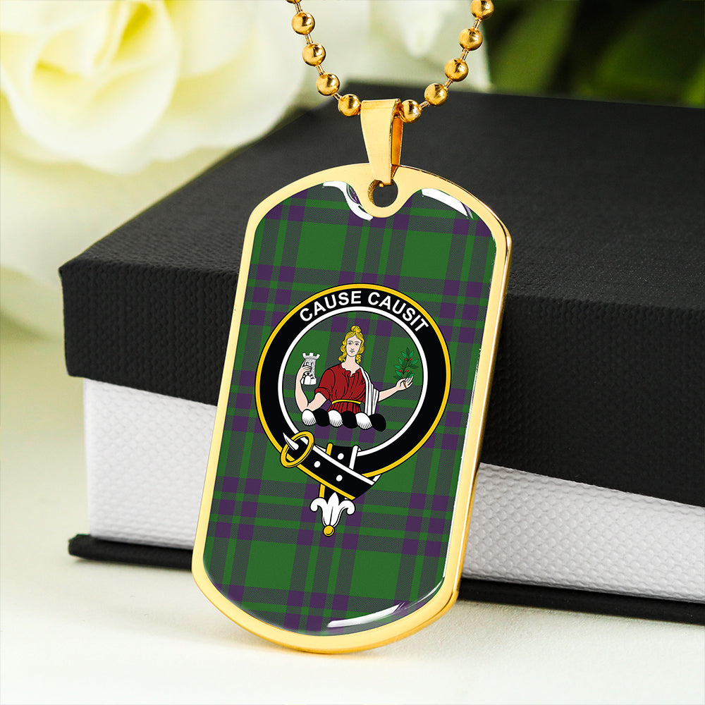 Elphinstone Ancient Clan Badge Classic Tartan Dog Tag Necklace