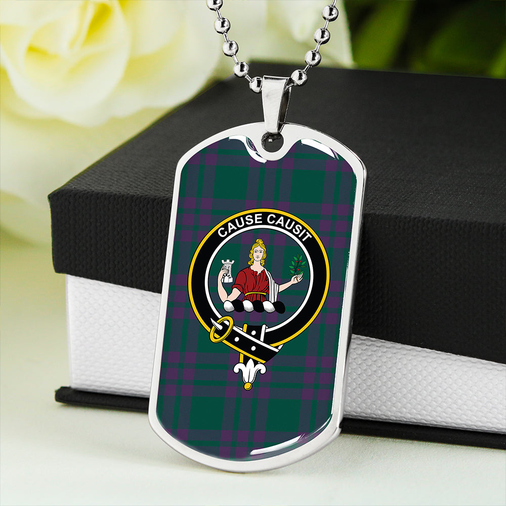 Elphinstone Modern Clan Badge Classic Tartan Dog Tag Necklace