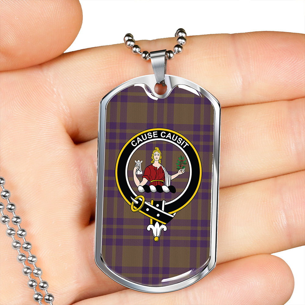 Elphinstone Weathered Clan Badge Classic Tartan Dog Tag Necklace