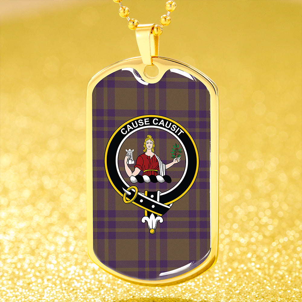 Elphinstone Weathered Clan Badge Classic Tartan Dog Tag Necklace