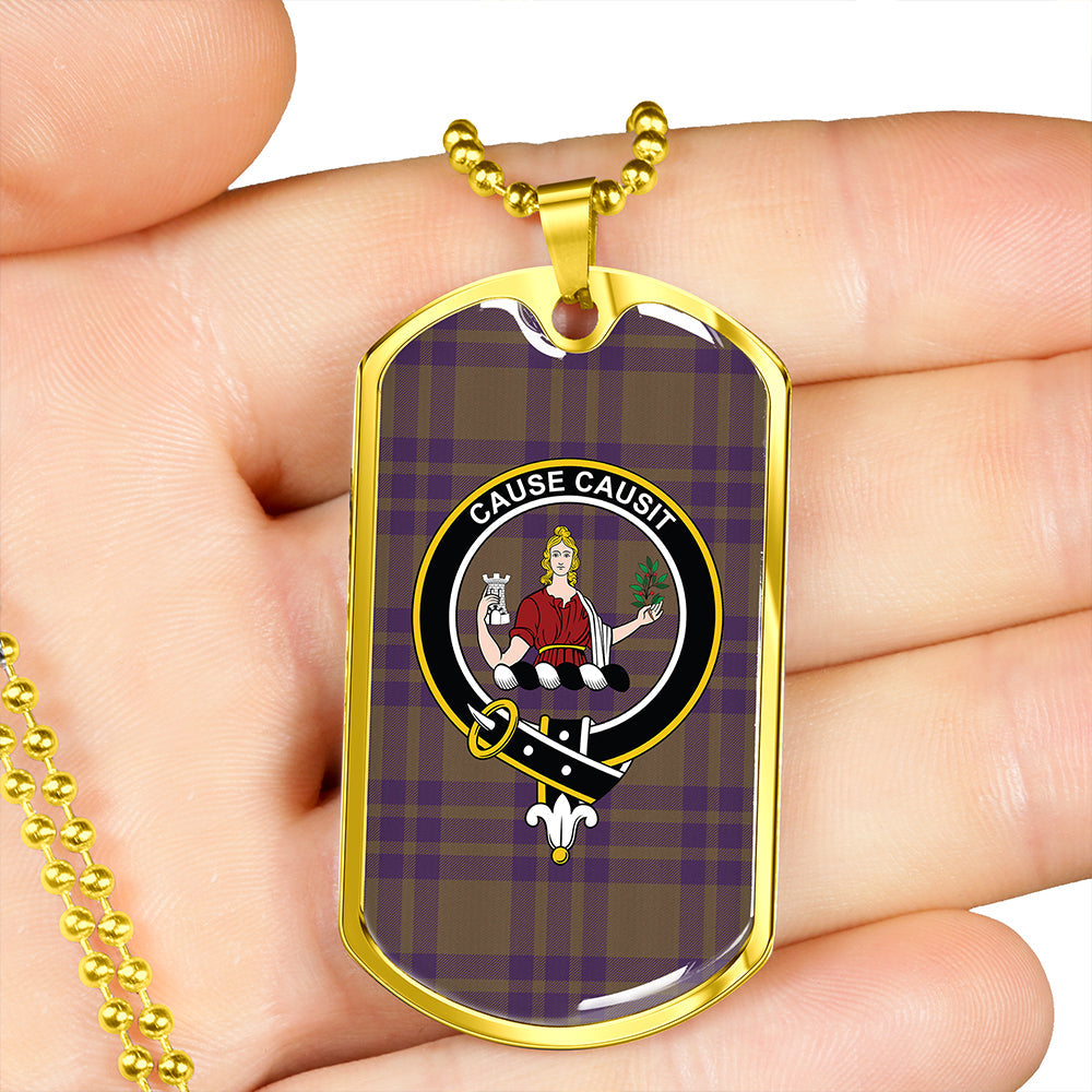 Elphinstone Weathered Clan Badge Classic Tartan Dog Tag Necklace