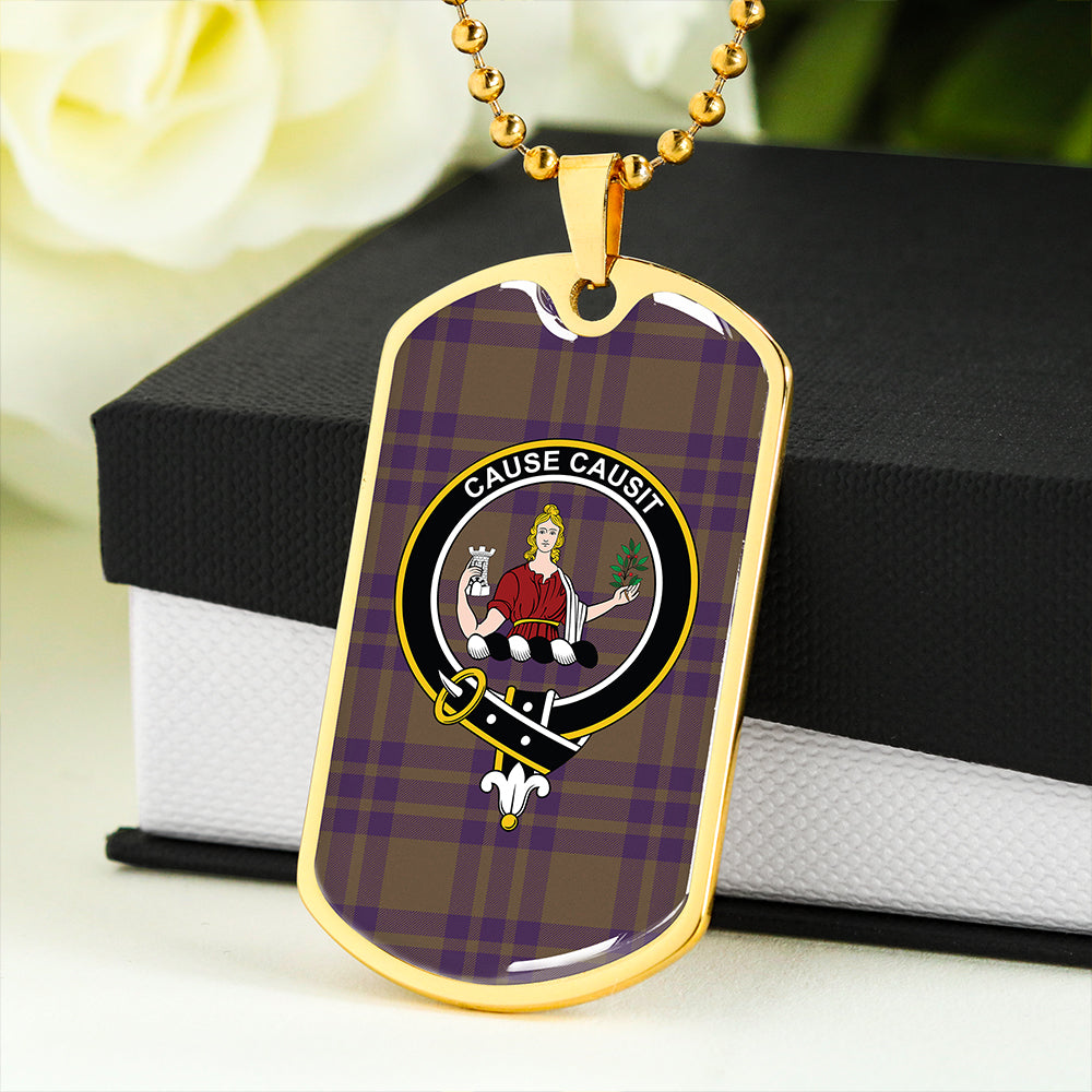 Elphinstone Weathered Clan Badge Classic Tartan Dog Tag Necklace