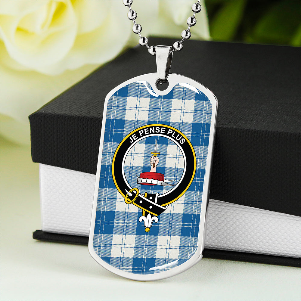 Erskine Dress Dance Blue Modern Clan Badge Classic Tartan Dog Tag Necklace