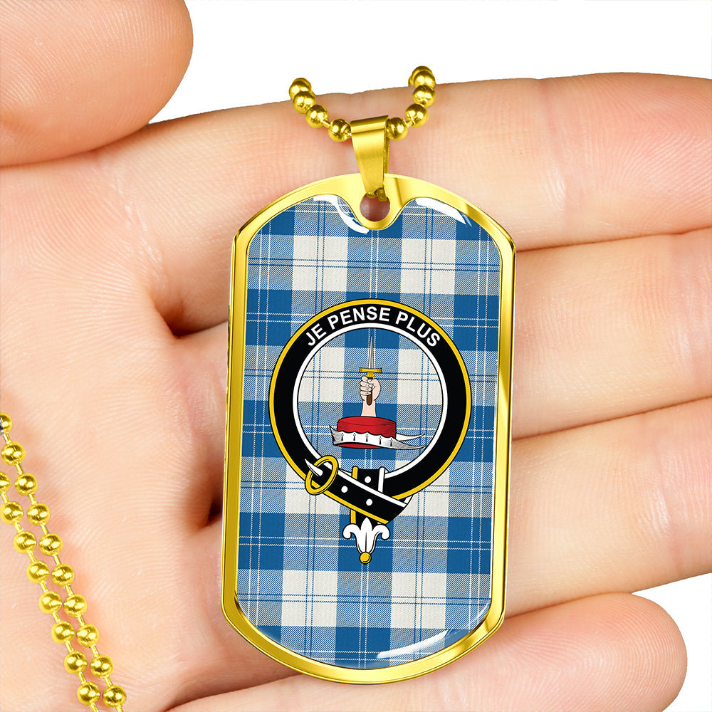 Erskine Dress Dance Blue Modern Clan Badge Classic Tartan Dog Tag Necklace