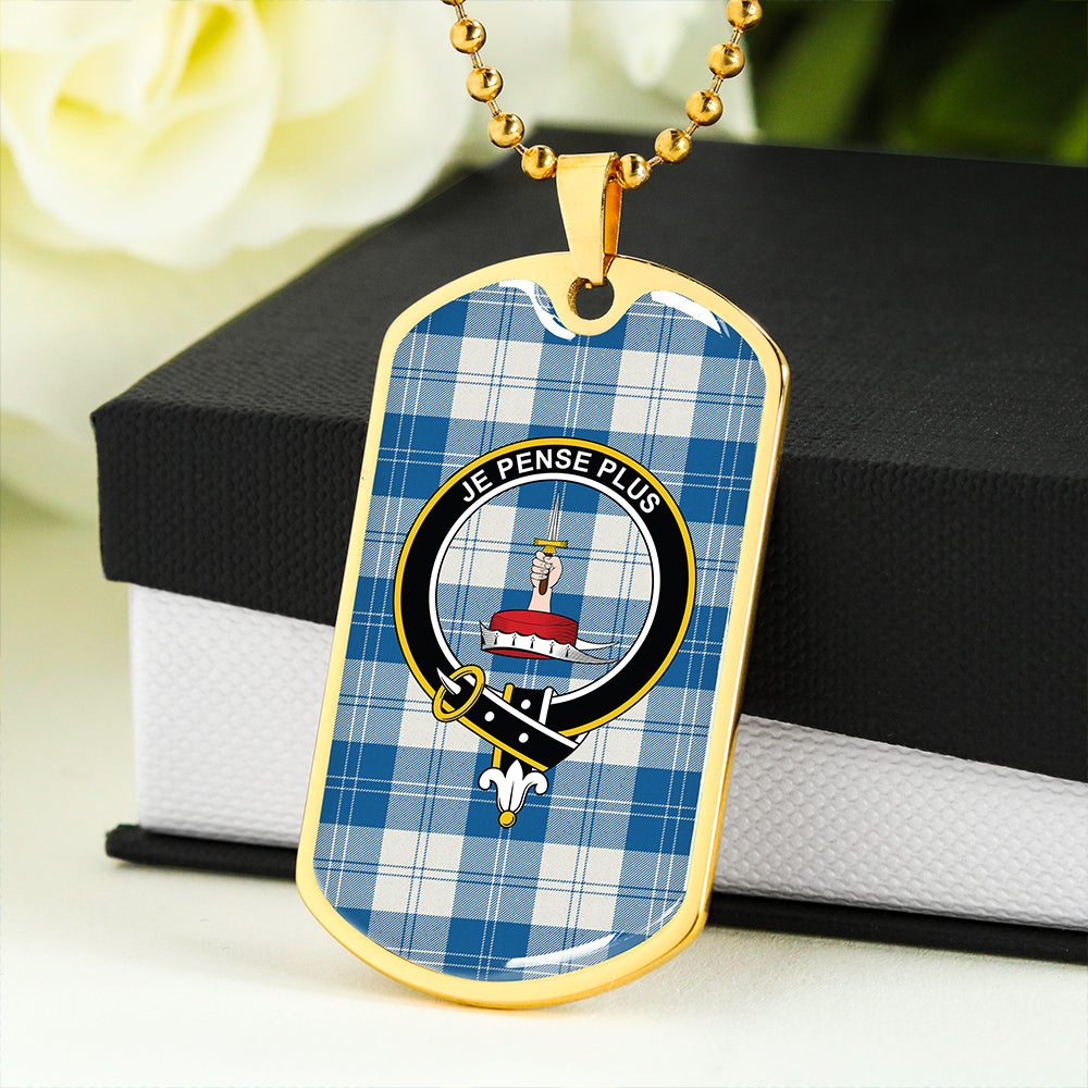 Erskine Dress Dance Blue Modern Clan Badge Classic Tartan Dog Tag Necklace