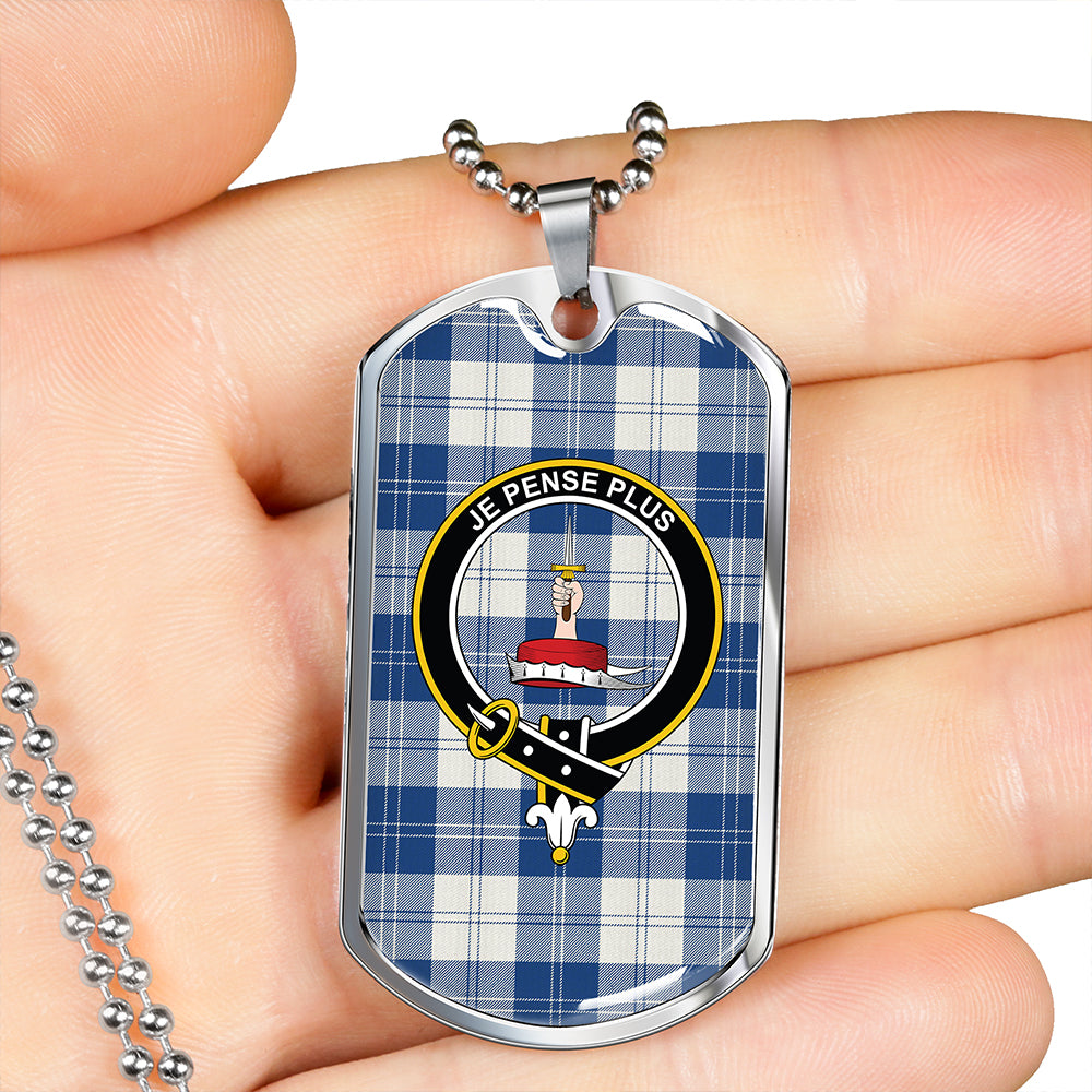 Erskine Dress Dance Blue Weathered Clan Badge Classic Tartan Dog Tag Necklace