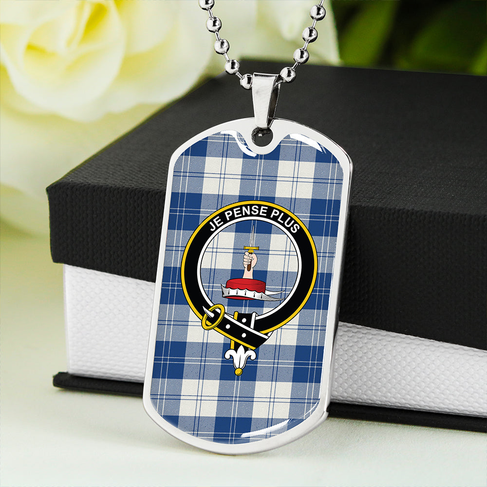 Erskine Dress Dance Blue Weathered Clan Badge Classic Tartan Dog Tag Necklace