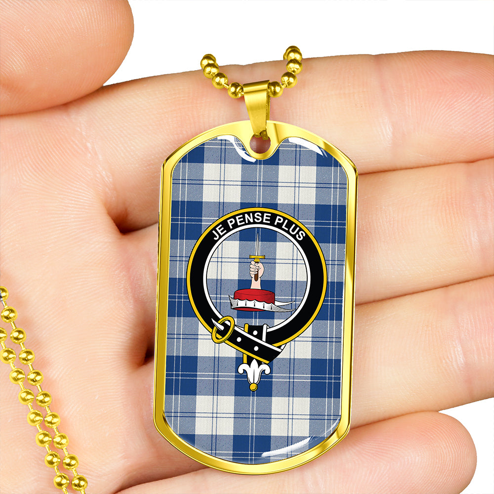 Erskine Dress Dance Blue Weathered Clan Badge Classic Tartan Dog Tag Necklace